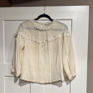 Zara Ivory Lace Accent Blouse